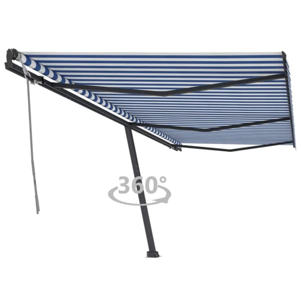 vidaXL Vapaasti seisova sisäänkelattava markiisi 600x300 cm sinivalk. - Markiisit