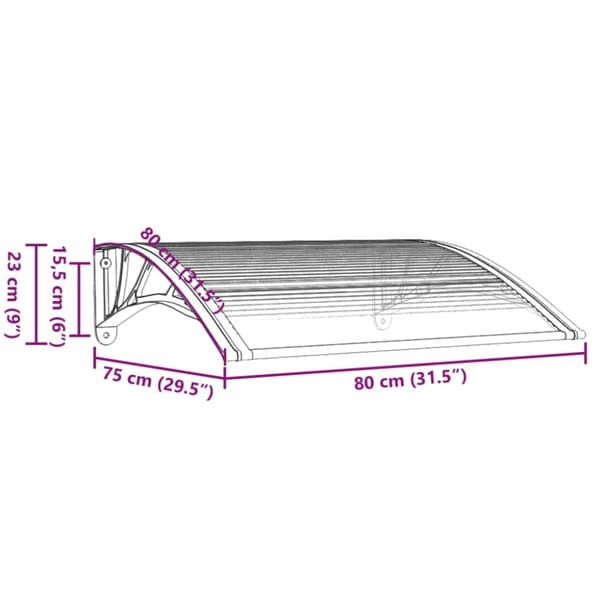 vidaXL Entrétak grå och transparent 80x75 cm polykarbonat -  Markiser