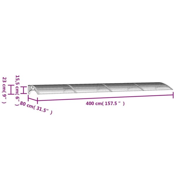 vidaXL Entrétak svart 400x75 cm polykarbonat - Markiser