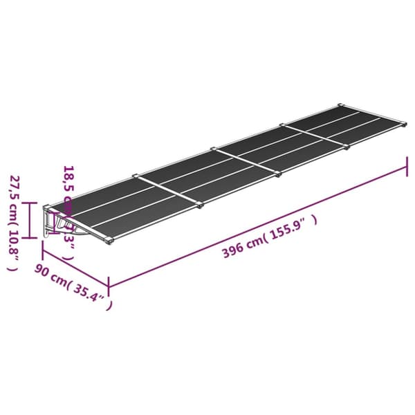 vidaXL dørbaldakin 396x90 cm polycarbonat sort og transparent -  Markiser