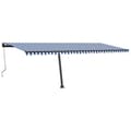 Pikkukuva 3 / 11: vidaXL Sisäänkelattava markiisi LED/tuulisensori 600x300 cm sinivalk. -  Markiisit