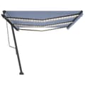 Pikkukuva 5 / 11: vidaXL Sisäänkelattava markiisi LED/tuulisensori 600x300 cm sinivalk. -  Markiisit