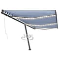 Pikkukuva 1 / 11: vidaXL Sisäänkelattava markiisi LED/tuulisensori 600x300 cm sinivalk. -  Markiisit
