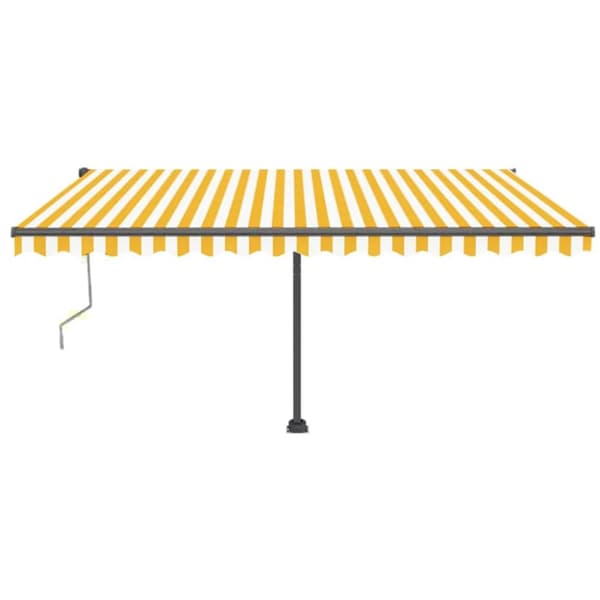 vidaXL Vapaasti seisova sisäänkelattava markiisi 450x350 cm keltavalk. -  Markiisit