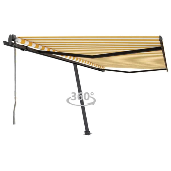 vidaXL Vapaasti seisova sisäänkelattava markiisi 450x350 cm keltavalk. -  Markiisit
