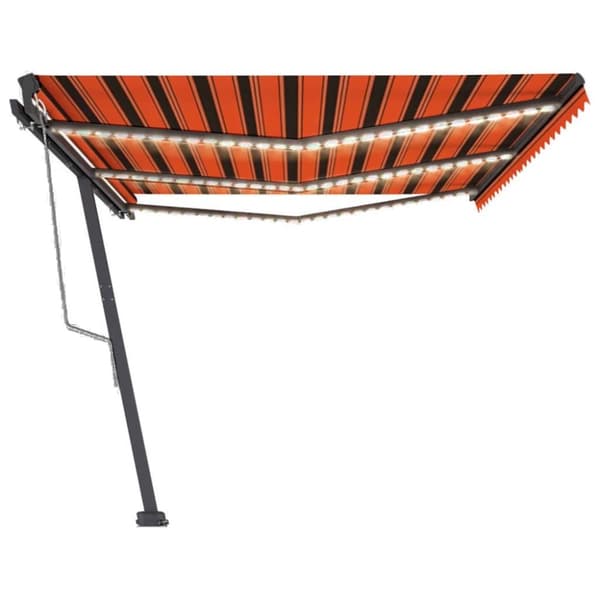 vidaXL Sisäänkelattava markiisi LED/tuulisens. 600x300cm oranssiruskea - Markiisit