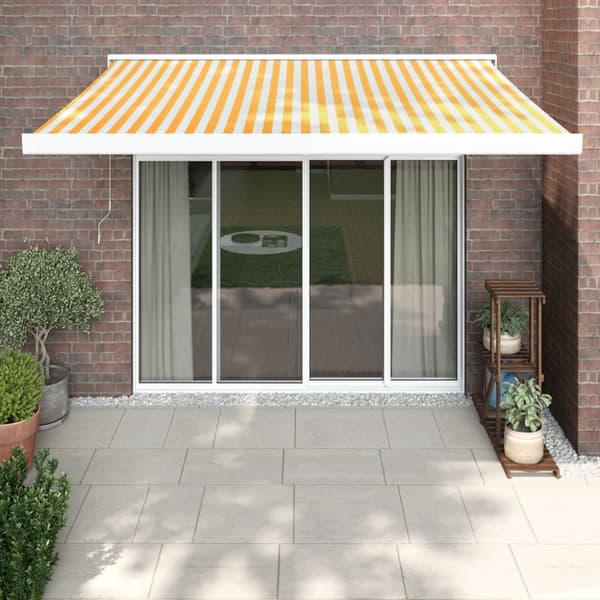 vidaXL Markis infällbar gul och vit 3x2,5 m tyg&aluminium - Markiser