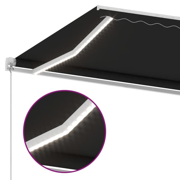 vidaXL Manuaalisesti kelattava markiisi LEDillä 300x250 cm antrasiitti - Markiisit