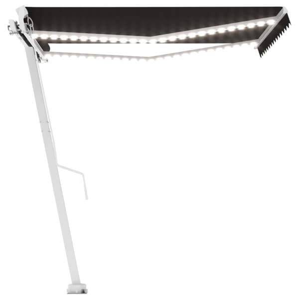 vidaXL Manuaalisesti kelattava markiisi LEDillä 300x250 cm antrasiitti - Markiisit
