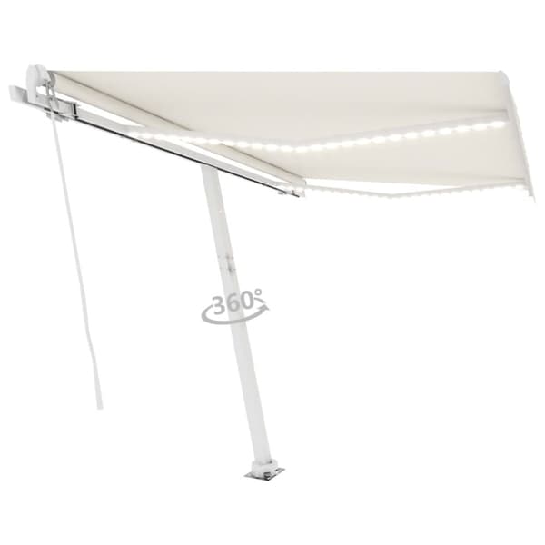 vidaXL Manuaalisesti sisäänkelattava markiisi LEDillä 300x250 cm kerma - Markiisit