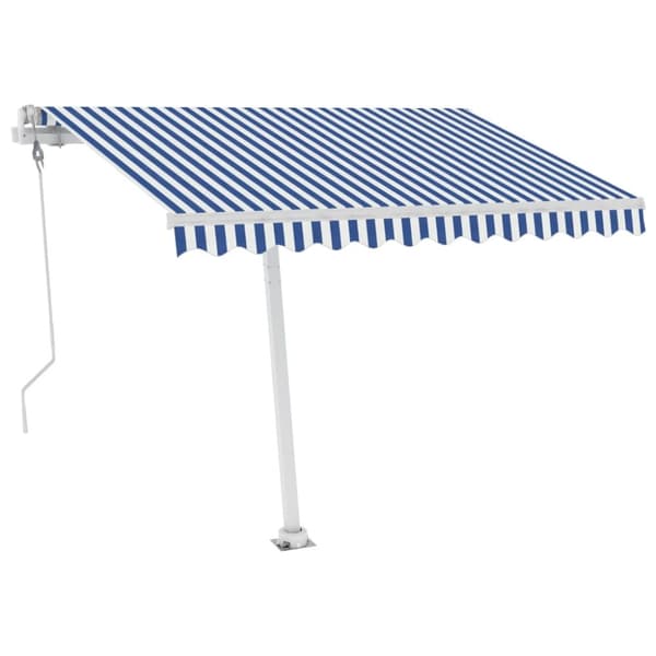 vidaXL Fristående markis automatisk 300x250 cm blå/vit - Markiser