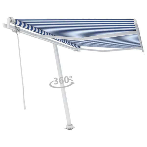 vidaXL Fristående markis automatisk 300x250 cm blå/vit - Markiser