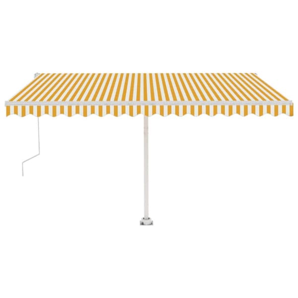 vidaXL Vapaasti seisova sisäänkelattava markiisi 400x350 cm keltavalk. -  Markiisit