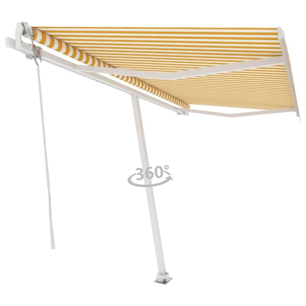 vidaXL Vapaasti seisova sisäänkelattava markiisi 400x350 cm keltavalk. - Markiisit