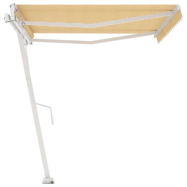 vidaXL Vapaasti seisova sisäänkelattava markiisi 400x350 cm keltavalk. - Markiisit