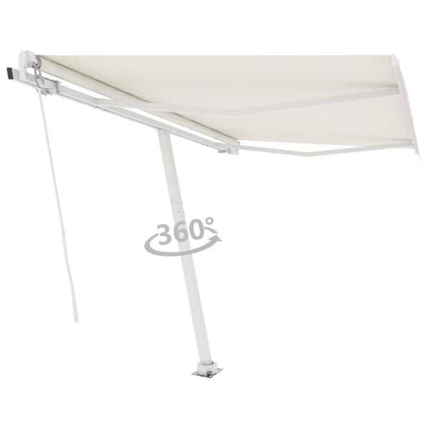 vidaXL Vapaasti seisova sisäänkelattava markiisi 300x250 cm kerma - Markiisit