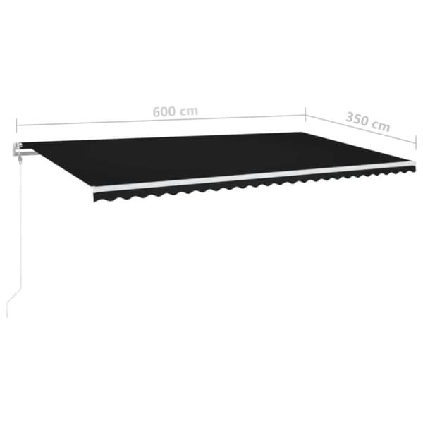 vidaXL Sisäänkelattava markiisi LED/tuulisensori 600x350cm antrasiitti -  Markiisit