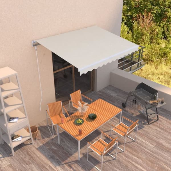 vidaXL Automaattisesti sisäänkelattava markiisi 300x250 cm kerma - Markiisit