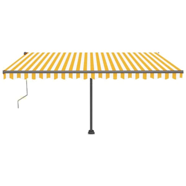 vidaXL Vapaasti seisova sisäänkelattava markiisi 400x350 cm keltavalk. - Markiisit