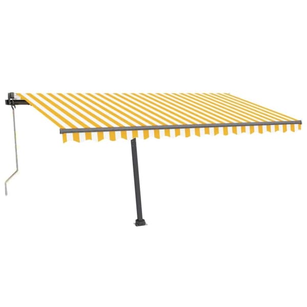 vidaXL Vapaasti seisova sisäänkelattava markiisi 400x350 cm keltavalk. - Markiisit