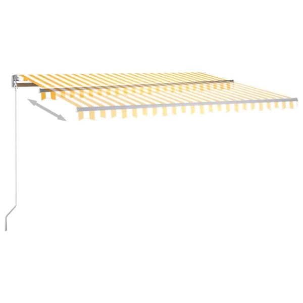 vidaXL Vapaasti seisova sisäänkelattava markiisi 400x350 cm keltavalk. - Markiisit