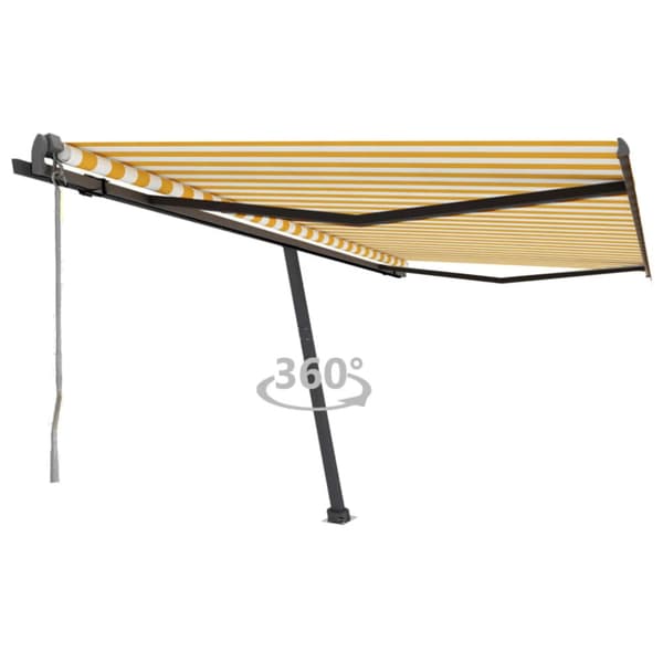 vidaXL Vapaasti seisova sisäänkelattava markiisi 400x350 cm keltavalk. - Markiisit