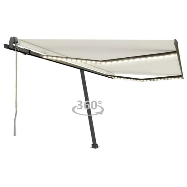 vidaXL markise m. LED + vindsensor 400x300 cm automatisk cremefarvet -  Markiser