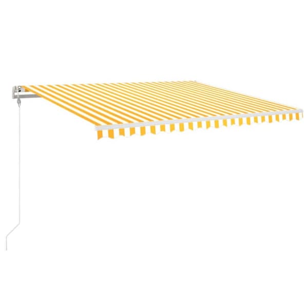 vidaXL Markis automatiskt infällbar 400x350 cm gul och vit - Markiser