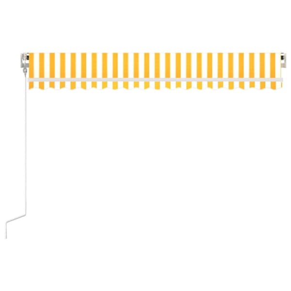 vidaXL Markis automatiskt infällbar 400x350 cm gul och vit - Markiser