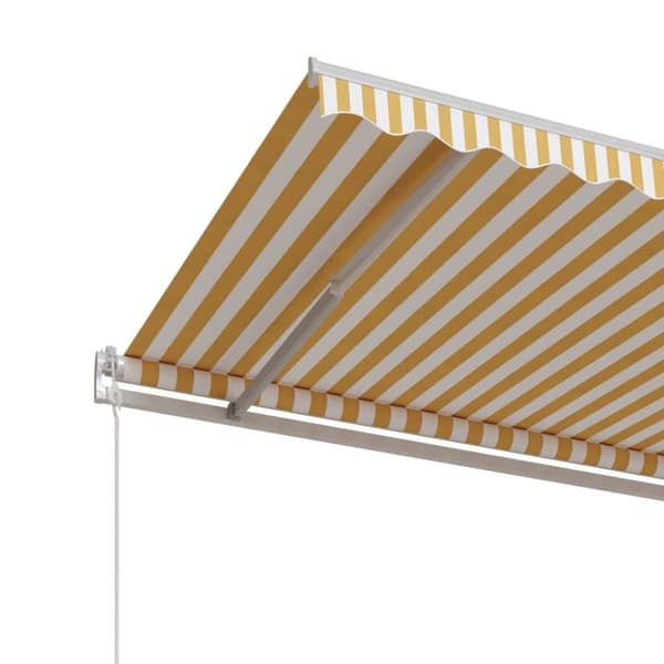 vidaXL Markis automatiskt infällbar 400x350 cm gul och vit - Markiser