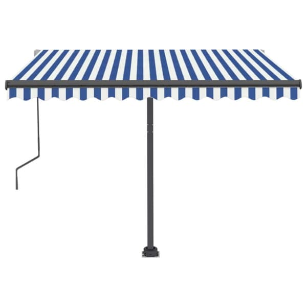 vidaXL Vapaasti seisova sisäänkelattava markiisi 300x250 cm sinivalk. -  Markiisit