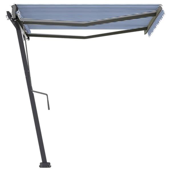 vidaXL Vapaasti seisova sisäänkelattava markiisi 300x250 cm sinivalk. -  Markiisit