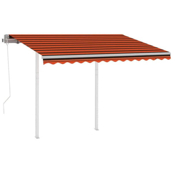 vidaXL Automaattisesti kelautuva markiisi tolpilla 3,5x2,5m oranssiru. - Markiisit