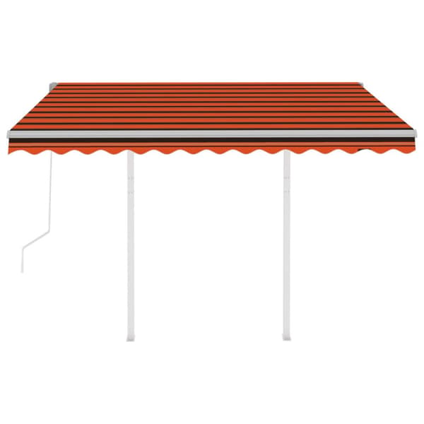 vidaXL Automaattisesti kelautuva markiisi tolpilla 3,5x2,5m oranssiru. - Markiisit