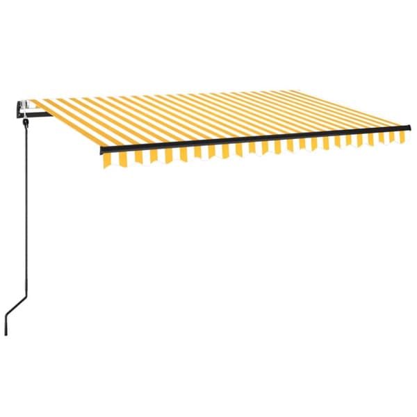 vidaXL Markis automatiskt infällbar 450x350 cm gul och vit -  Markiser