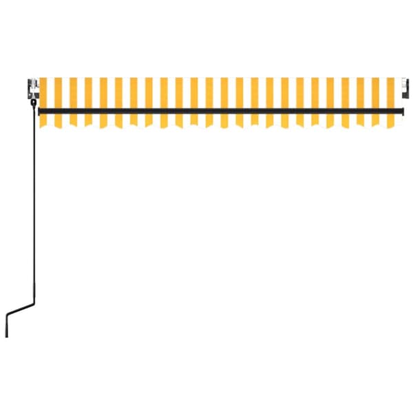 vidaXL Markis automatiskt infällbar 450x350 cm gul och vit -  Markiser