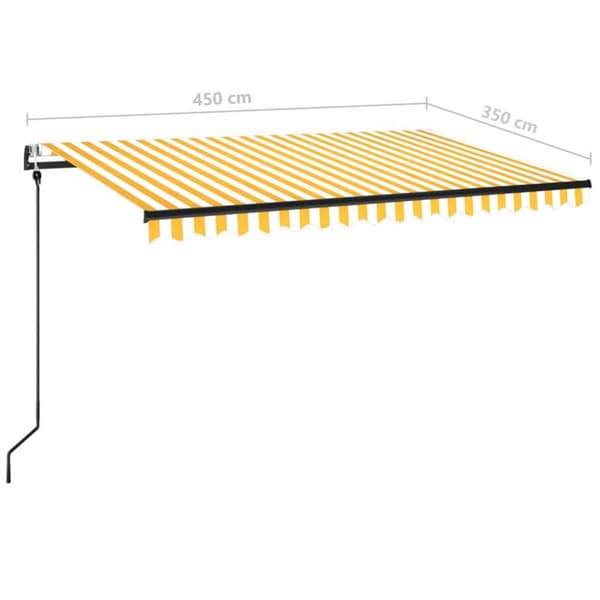 vidaXL Markis automatiskt infällbar 450x350 cm gul och vit - Markiser