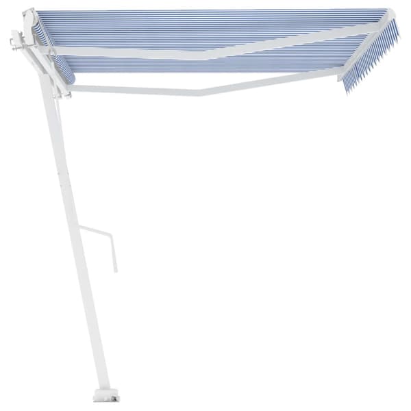 vidaXL Vapaasti seisova sisäänkelattava markiisi 450x300 cm sinivalk. - Markiisit