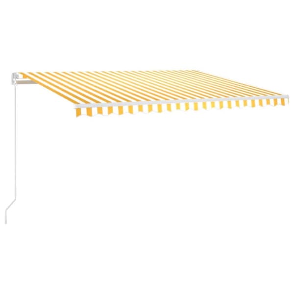 vidaXL Markis manuellt infällbar med LED 400x300 cm gul och vit - Markiser