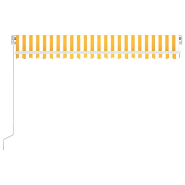 vidaXL Markis manuellt infällbar med LED 400x300 cm gul och vit - Markiser