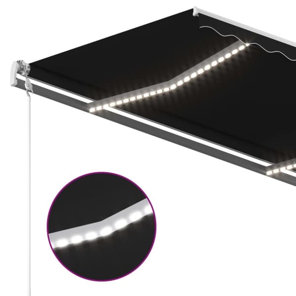 vidaXL Manuaalisesti kelattava markiisi LED-valot 3x2,5 m antrasiitti - Markiisit
