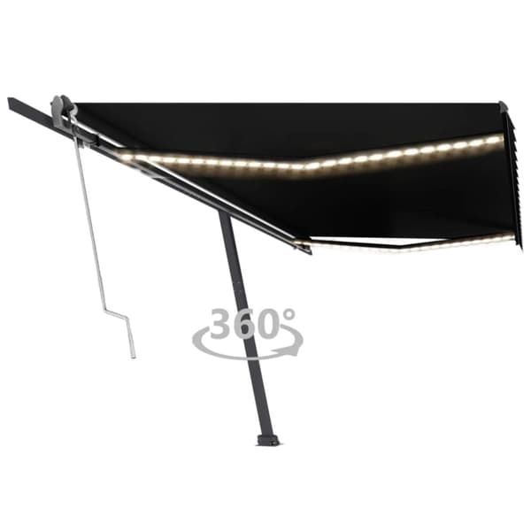 vidaXL Sisäänkelattava markiisi LED/tuulisensori 500x300cm antrasiitti -  Markiisit