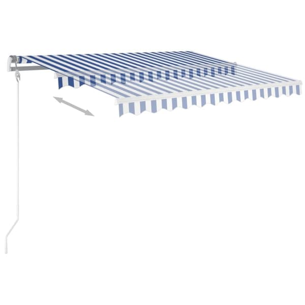vidaXL Manuaalisesti kelattava markiisi LED-valot 3x2,5m sinivalkoinen -  Markiisit