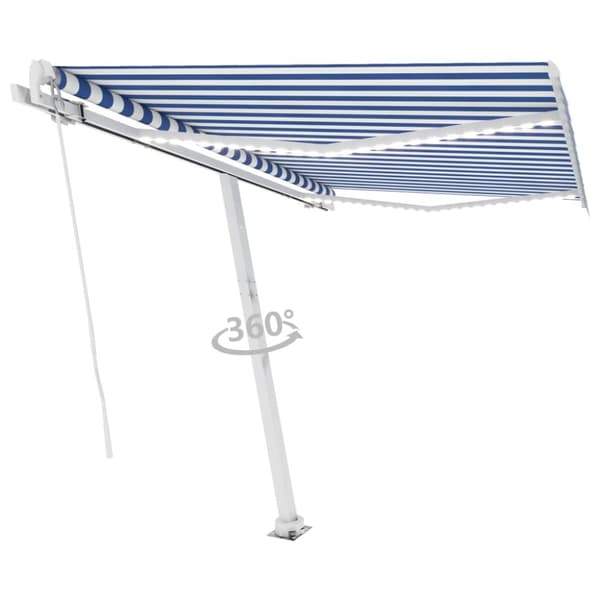 vidaXL Sisäänkelattava markiisi LEDillä 300x250cm sininen ja valkoinen - Markiisit
