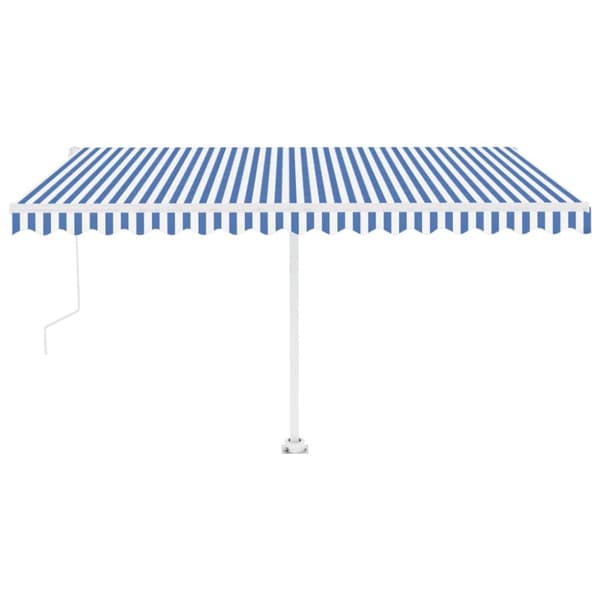 vidaXL Sisäänkelattava markiisi LED/tuulisensori 400x350cm sinivalk. - Markiisit