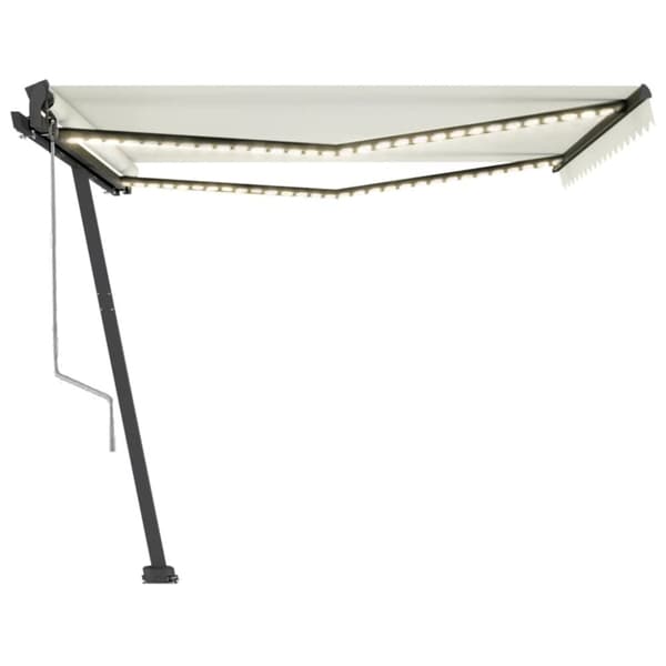 vidaXL markise m. LED + vindsensor 450x350 cm automatisk creme - Markiser