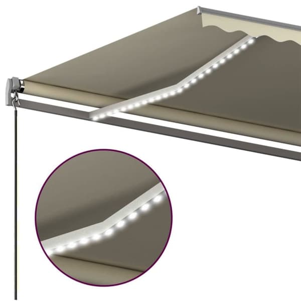 vidaXL markise m. LED + vindsensor 450x350 cm automatisk creme - Markiser