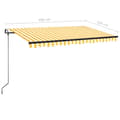 Miniatyrbillede 10 af 10: vidaXL markise m. LED + vindsensor 450x350 cm automatisk gul og hvid -  Markiser