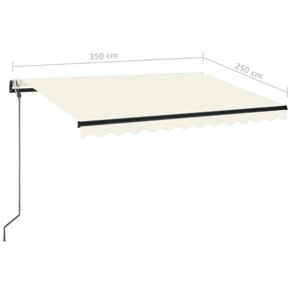 vidaXL Sisäänkelattava markiisi LED ja tuulisensori 350x250cm kerma - Markiisit