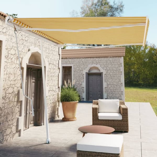 vidaXL fritstående markise 300x250 cm automatisk betjening gul og hvid -  Markiser